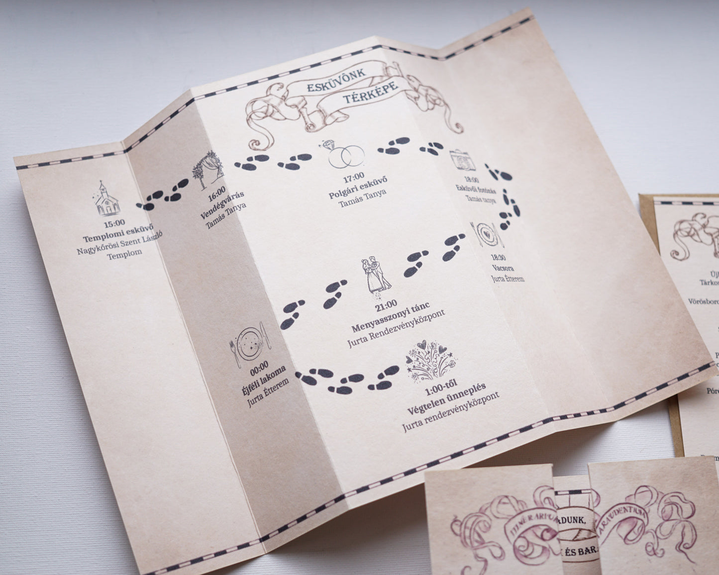 EM64 v2 - Marauder's Map wedding invitation, Harry Potter-themed invitation