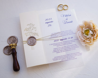 9277 - Plexi esküvői meghívó-esküvői meghívó-Erdélyi Esküvői Meghívók-arany,elegáns,krém,plexi,Valami Más!-Erdélyi Esküvői Meghívók