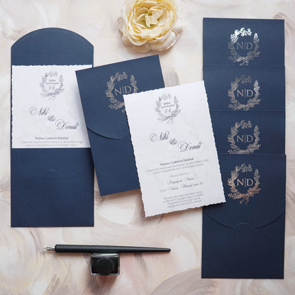 9336 - Elegáns esküvői meghívó-esküvői meghívó-Erdélyi Esküvői Meghívók-elegans,ezüst,kék-Erdélyi Esküvői Meghívók