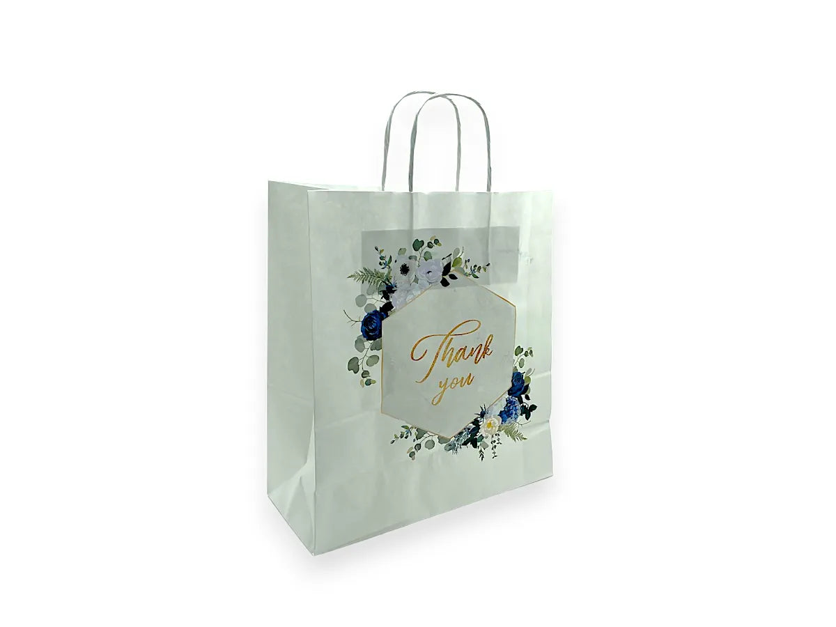 Blue floral wedding gift bag - PS03