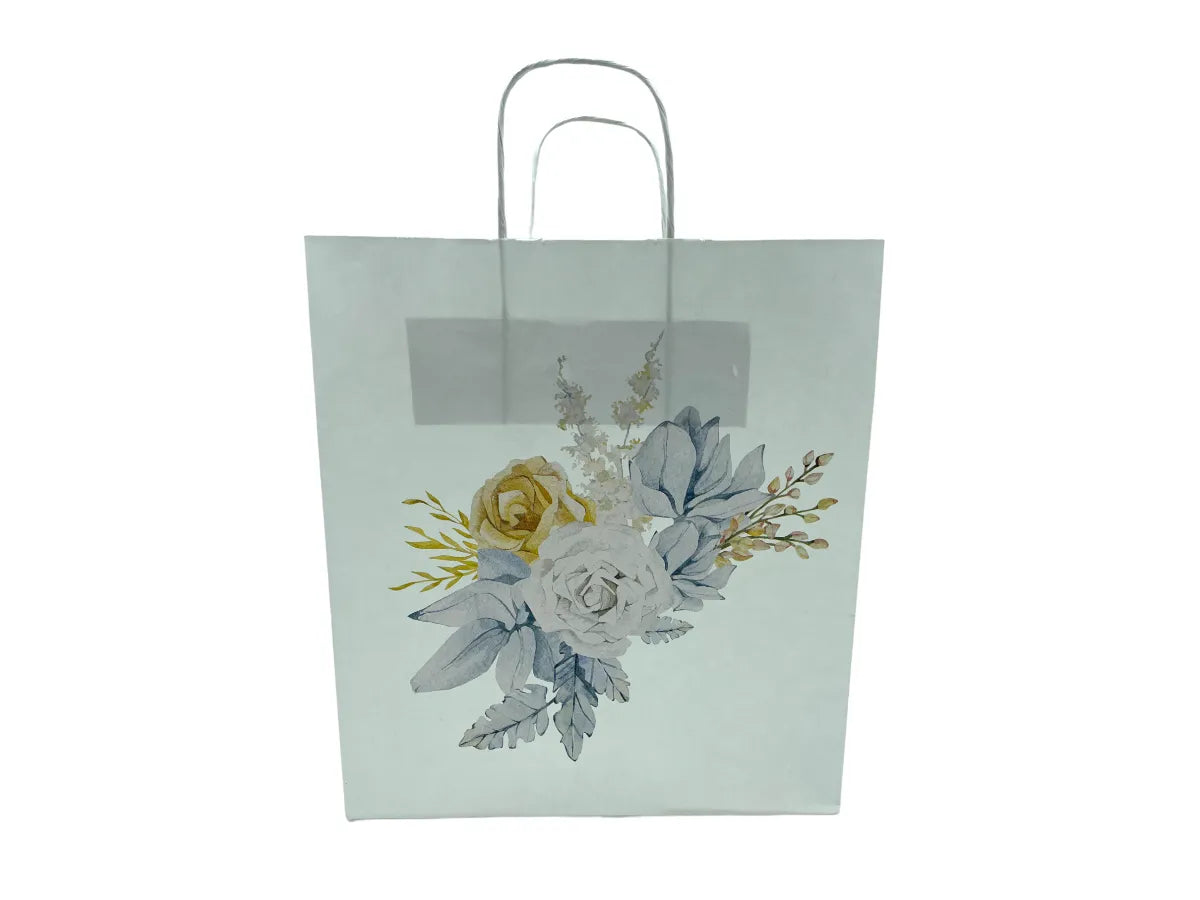 Blue and gold floral wedding gift bag - PS08