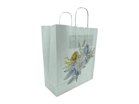 Blue and gold floral wedding gift bag - PS08