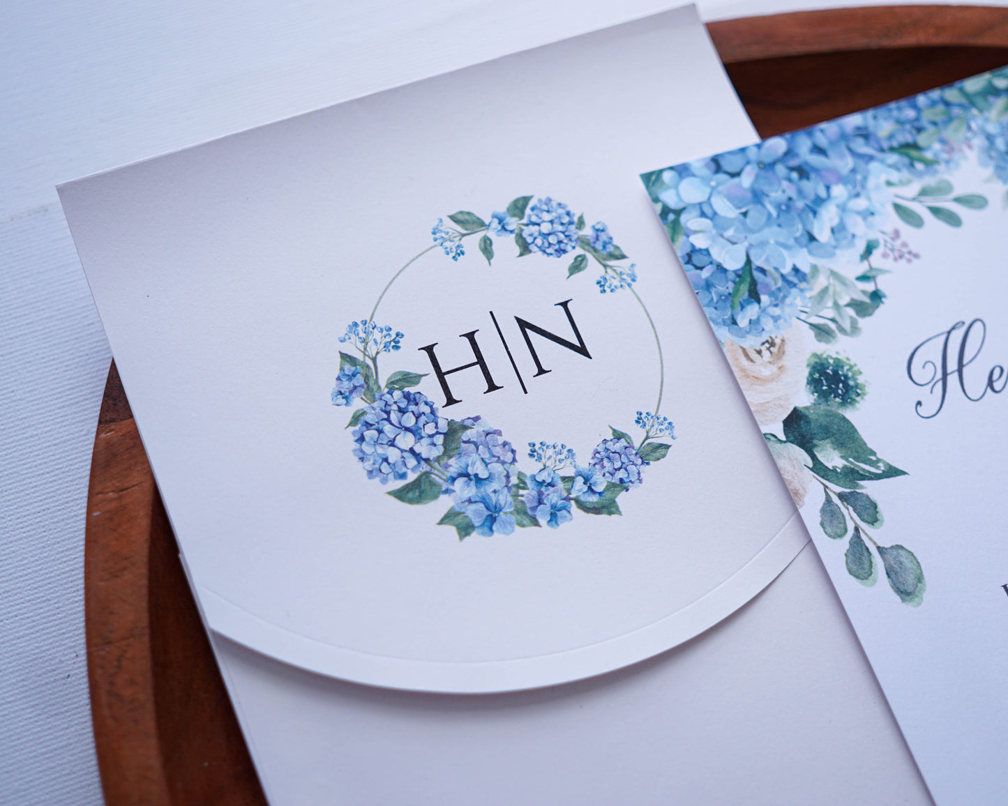 9327 - Blue floral wedding invitation