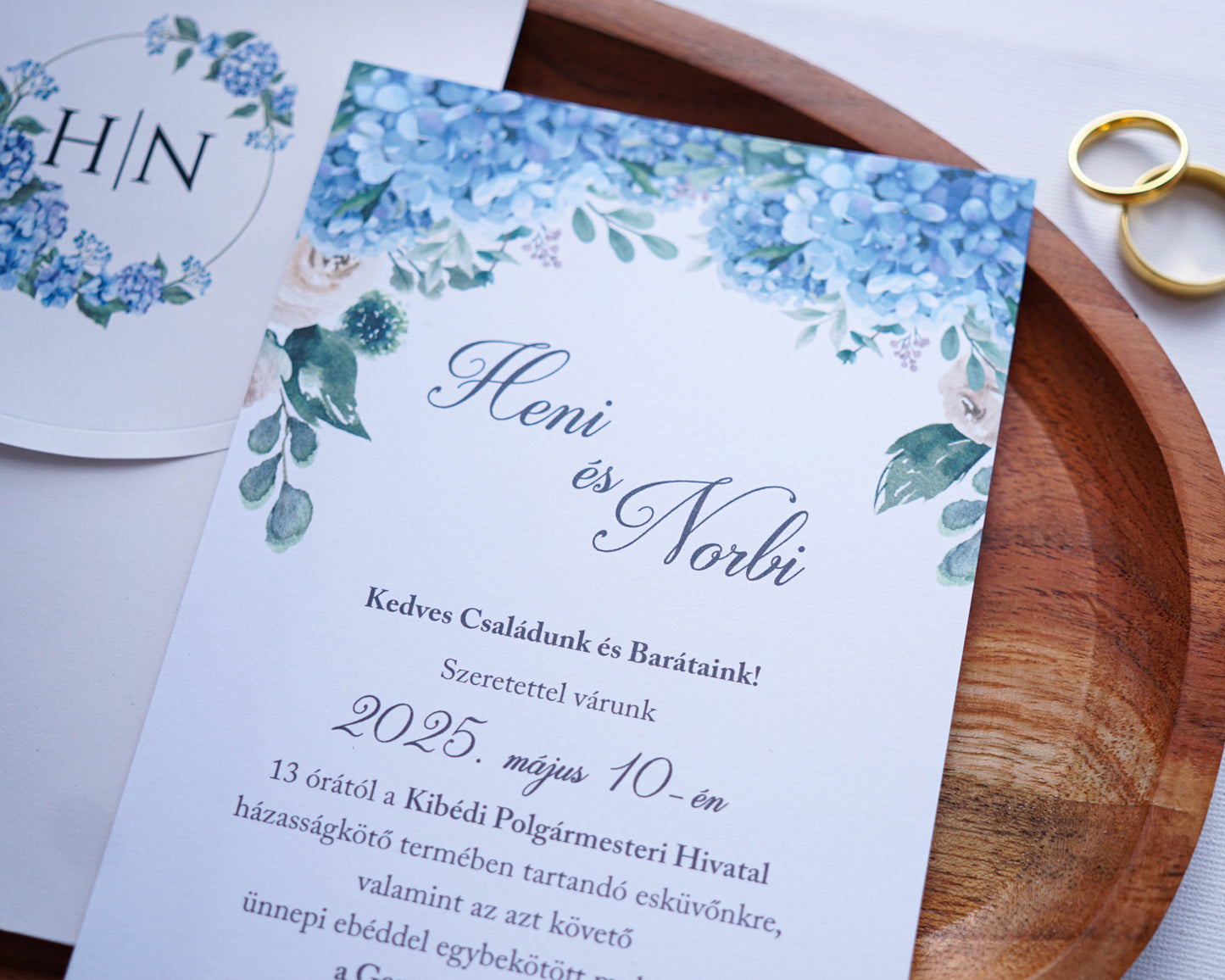 9327 - Blue floral wedding invitation