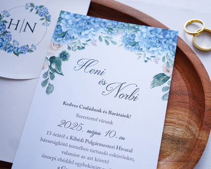 9327 - Blue floral wedding invitation