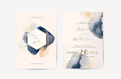 Esküvői meghívó EM06 - Két oldalas Akvarell hatású esküvői meghívó - Erdélyi Esküvői Meghívók - Wedding invitation EM06 - Két oldalas Akvarell hatású esküvői meghívó - invitatii de nunta EM06 - Két oldalas Akvarell hatású esküvői meghívó