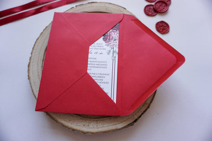 Esküvői meghívó EM08 - Egy oldalas Bordó virágmintás esküvői meghívó - Erdélyi Esküvői Meghívók - Wedding invitation EM08 - Egy oldalas Bordó virágmintás esküvői meghívó - invitatii de nunta EM08 - Egy oldalas Bordó virágmintás esküvői meghívó