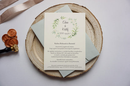 Esküvői meghívó EM09 - Egy oldalas Greenery esküvői meghívó - Erdélyi Esküvői Meghívók - Wedding invitation EM09 - Egy oldalas Greenery esküvői meghívó - invitatii de nunta EM09 - Egy oldalas Greenery esküvői meghívó