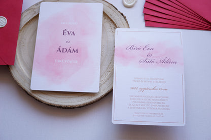 Esküvői meghívó EM13 - Két oldalas Akvarell hatású esküvői meghívó - Erdélyi Esküvői Meghívók - Wedding invitation EM13 - Két oldalas Akvarell hatású esküvői meghívó - invitatii de nunta EM13 - Két oldalas Akvarell hatású esküvői meghívó