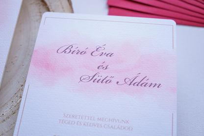 Esküvői meghívó EM13 - Két oldalas Akvarell hatású esküvői meghívó - Erdélyi Esküvői Meghívók - Wedding invitation EM13 - Két oldalas Akvarell hatású esküvői meghívó - invitatii de nunta EM13 - Két oldalas Akvarell hatású esküvői meghívó
