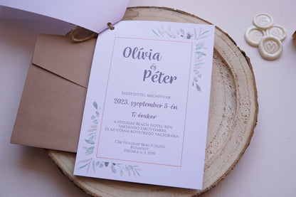 Esküvői meghívó EM17 - Pausz papíros greenery esküvői meghívó - Erdélyi Esküvői Meghívók - Wedding invitation EM17 - Pausz papíros greenery esküvői meghívó - invitatii de nunta EM17 - Pausz papíros greenery esküvői meghívó
