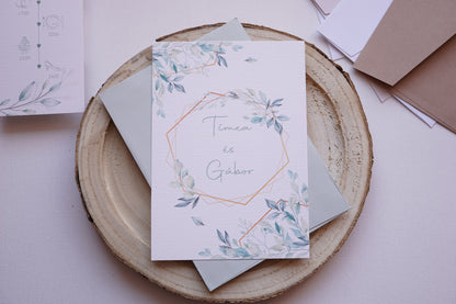 Esküvői meghívó EM18 - Két oldalas Greenery esküvői meghívó - Erdélyi Esküvői Meghívók - Wedding invitation EM18 - Két oldalas Greenery esküvői meghívó - invitatii de nunta EM18 - Két oldalas Greenery esküvői meghívó