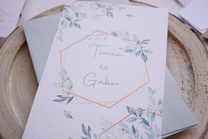 Esküvői meghívó EM18 - Két oldalas Greenery esküvői meghívó - Erdélyi Esküvői Meghívók - Wedding invitation EM18 - Két oldalas Greenery esküvői meghívó - invitatii de nunta EM18 - Két oldalas Greenery esküvői meghívó