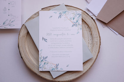 Esküvői meghívó EM18 - Két oldalas Greenery esküvői meghívó - Erdélyi Esküvői Meghívók - Wedding invitation EM18 - Két oldalas Greenery esküvői meghívó - invitatii de nunta EM18 - Két oldalas Greenery esküvői meghívó