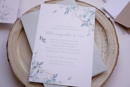 Esküvői meghívó EM18 - Két oldalas Greenery esküvői meghívó - Erdélyi Esküvői Meghívók - Wedding invitation EM18 - Két oldalas Greenery esküvői meghívó - invitatii de nunta EM18 - Két oldalas Greenery esküvői meghívó