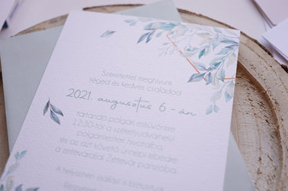 Esküvői meghívó EM18 - Két oldalas Greenery esküvői meghívó - Erdélyi Esküvői Meghívók - Wedding invitation EM18 - Két oldalas Greenery esküvői meghívó - invitatii de nunta EM18 - Két oldalas Greenery esküvői meghívó
