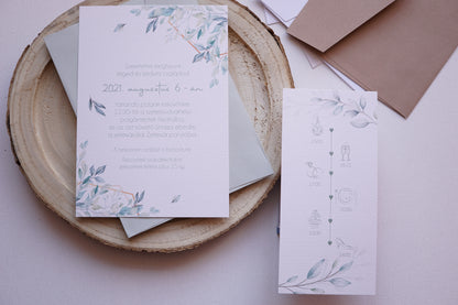 Esküvői meghívó EM18 - Két oldalas Greenery esküvői meghívó - Erdélyi Esküvői Meghívók - Wedding invitation EM18 - Két oldalas Greenery esküvői meghívó - invitatii de nunta EM18 - Két oldalas Greenery esküvői meghívó