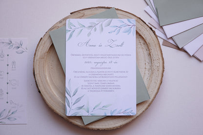 Esküvői meghívó EM20 - Egy oldalas Greenery esküvői meghívó - Erdélyi Esküvői Meghívók - Wedding invitation EM20 - Egy oldalas Greenery esküvői meghívó - invitatii de nunta EM20 - Egy oldalas Greenery esküvői meghívó