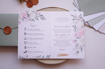 Esküvői meghívó EM21 - Kinyitható virágmintás esküvői meghívó - Erdélyi Esküvői Meghívók - Wedding invitation EM21 - Kinyitható virágmintás esküvői meghívó - invitatii de nunta EM21 - Kinyitható virágmintás esküvői meghívó