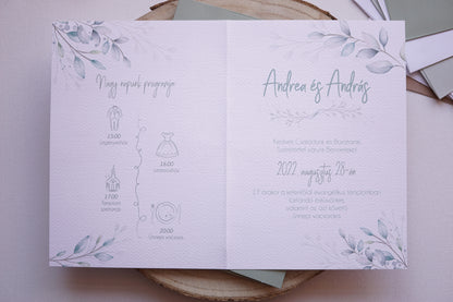Esküvői meghívó EM22 - Kinyitható Greenery esküvői meghívó - Erdélyi Esküvői Meghívók - Wedding invitation EM22 - Kinyitható Greenery esküvői meghívó - invitatii de nunta EM22 - Kinyitható Greenery esküvői meghívó