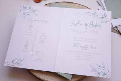 Esküvői meghívó EM22 - Kinyitható Greenery esküvői meghívó - Erdélyi Esküvői Meghívók - Wedding invitation EM22 - Kinyitható Greenery esküvői meghívó - invitatii de nunta EM22 - Kinyitható Greenery esküvői meghívó
