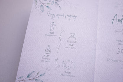 Esküvői meghívó EM22 - Kinyitható Greenery esküvői meghívó - Erdélyi Esküvői Meghívók - Wedding invitation EM22 - Kinyitható Greenery esküvői meghívó - invitatii de nunta EM22 - Kinyitható Greenery esküvői meghívó