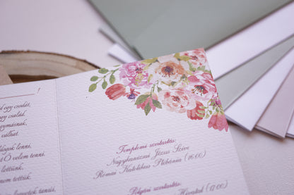 Esküvői meghívó EM24 - Kinyitható Virágmintás esküvői meghívó - Erdélyi Esküvői Meghívók - Wedding invitation EM24 - Kinyitható Virágmintás esküvői meghívó - invitatii de nunta EM24 - Kinyitható Virágmintás esküvői meghívó