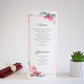 Három oldalú esküvői menü - Pink rózsa mintával