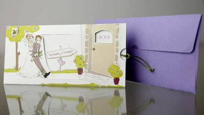 34947-esküvői meghívó-rajz, vicces, zöld-Erdélyi Esküvői Meghívók