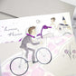 39220-esküvői meghívó-biciklis, lila, rajz, vicces-Erdélyi Esküvői Meghívók