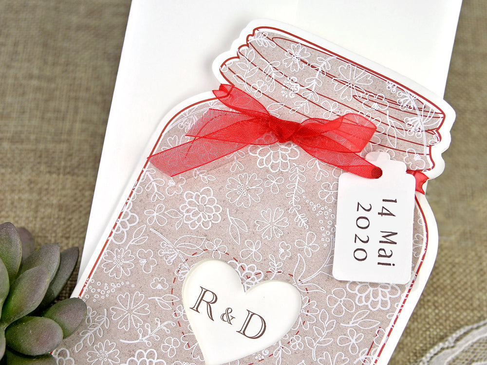 39641-esküvői meghívó-masni, piros, szív-Erdélyi Esküvői Meghívók