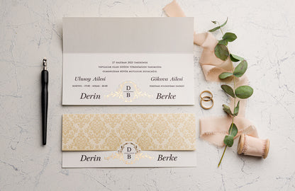 9178-esküvői meghívó-arany, elegans, krem-Erdélyi Esküvői Meghívók