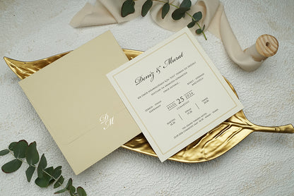 9251 - Elegáns Esküvői Meghívó-esküvői meghívó-Erdélyi Esküvői Meghívók-arany,dombornyomott,elegans,krem-Erdélyi Esküvői Meghívók