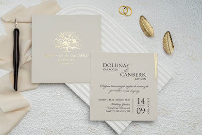9256 - Elegáns Esküvői Meghívó-esküvői meghívó-Erdélyi Esküvői Meghívók-arany,bézs,elegans-Erdélyi Esküvői Meghívók