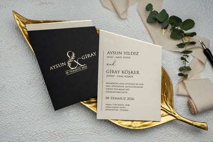 9275 - Elegáns Esküvői Meghívó-esküvői meghívó-Erdélyi Esküvői Meghívók-arany,elegáns,fekete-Erdélyi Esküvői Meghívók