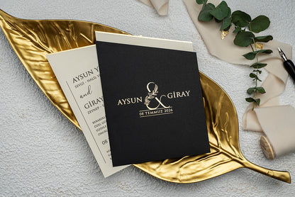 9275 - Elegáns Esküvői Meghívó-esküvői meghívó-Erdélyi Esküvői Meghívók-arany,elegáns,fekete-Erdélyi Esküvői Meghívók