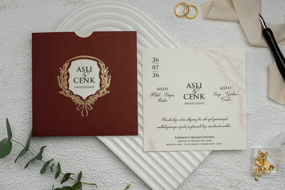 9288 - Elegáns Esküvői Meghívó-esküvői meghívó-Erdélyi Esküvői Meghívók-arany,elegáns,piros-Erdélyi Esküvői Meghívók