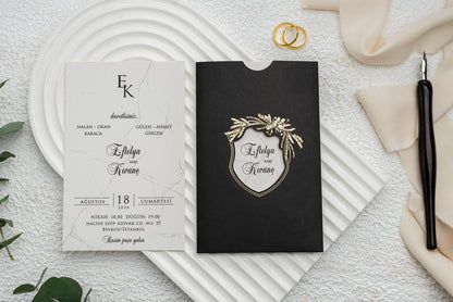 9295 - Elegáns Esküvői Meghívó-esküvői meghívó-Erdélyi Esküvői Meghívók-arany,elegáns,fekete-Erdélyi Esküvői Meghívók
