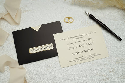9308 - Elegáns Esküvői Meghívó-esküvői meghívó-Erdélyi Esküvői Meghívók-arany,elegáns,fekete-Erdélyi Esküvői Meghívók