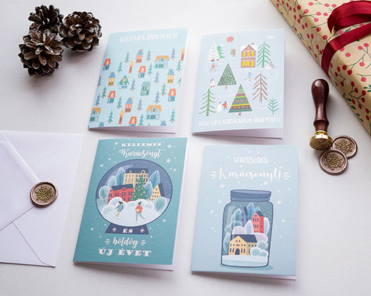 Winter Wonderland karácsonyi képeslap gyűjtemény - 4 darab