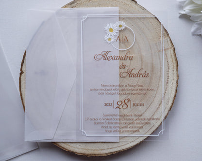 9221 - Plexi esküvői meghívó-esküvői meghívó-Erdélyi Esküvői Meghívók-pausz,plexi,premium,virág-Erdélyi Esküvői Meghívók