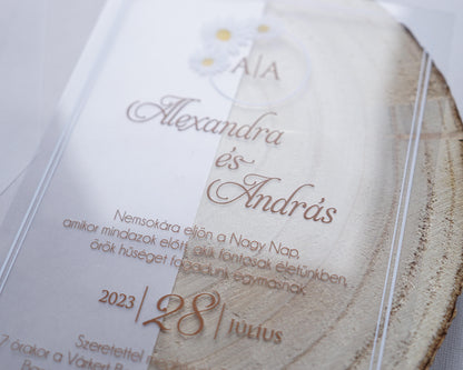 9221 - Plexi esküvői meghívó-esküvői meghívó-Erdélyi Esküvői Meghívók-pausz,plexi,premium,virág-Erdélyi Esküvői Meghívók