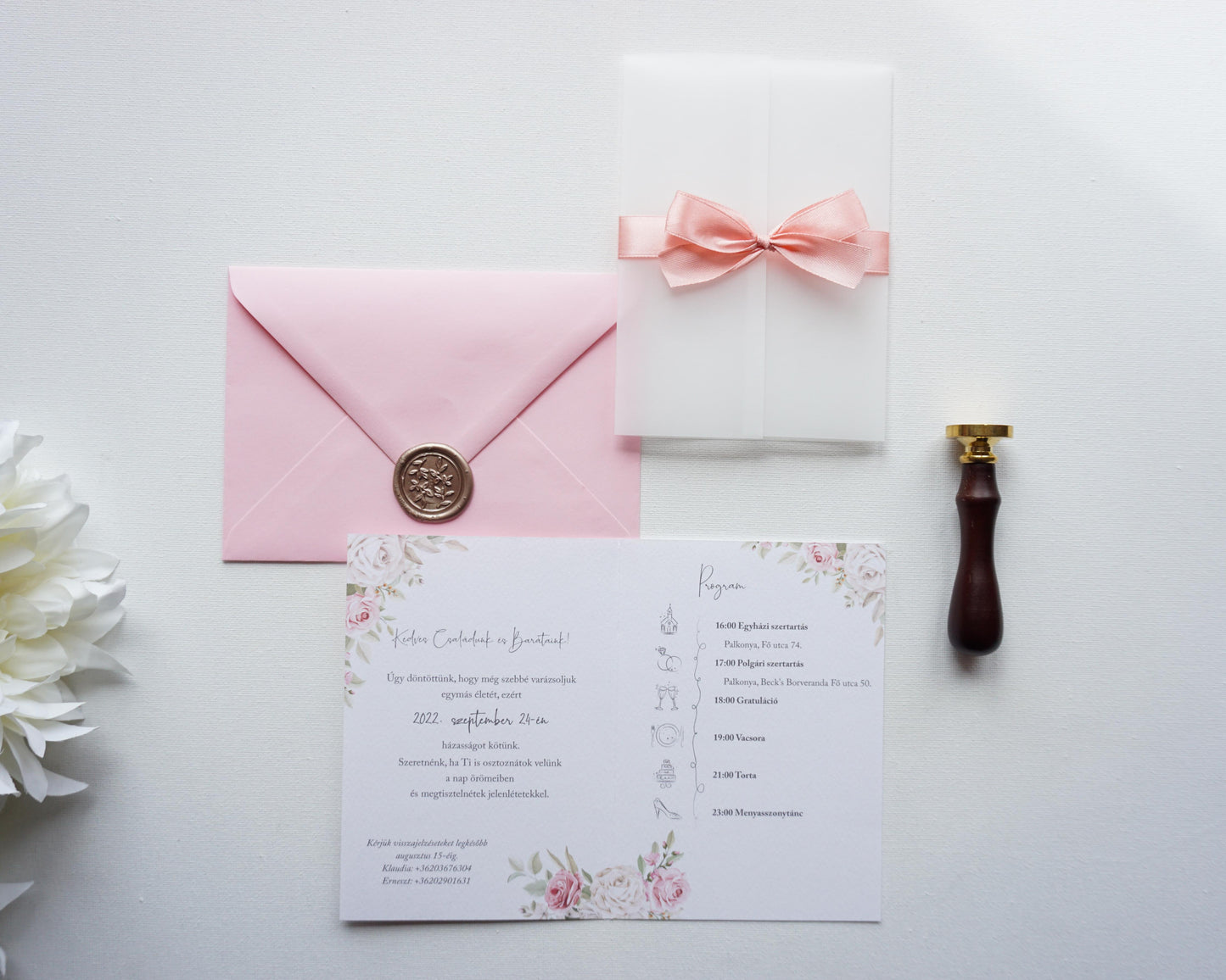 EM29 - Pausz borítós kinyitható esküvői meghívó