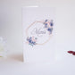 ME13 - Kinyitható Esküvői Menü - Kék és rózsaszín rózsás